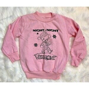 Night Night Vermont Vintage 1995 Pink Sweatshirt Mouse Bear Snowflakes Sz 4 USA